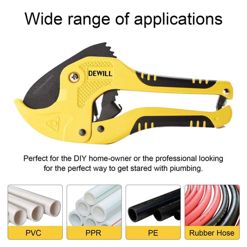 One Hand Ratcheting Pipe Cutter For PVC And PPR, Cuts Up To One And Five Eighths Inch Fast With Smooth Auto Lock, Ergonomic Design For Home DIY And Professional Plumbers, Heavy Duty Tubing Cutter For Hoses And Pipes