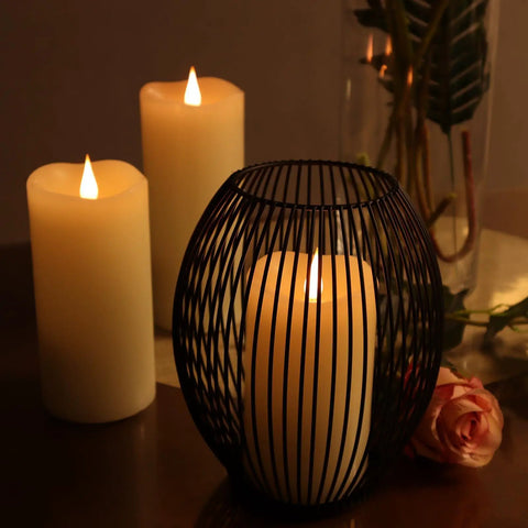 Flameless LED Candles With Remote Control And Timer, 3D Moving Wick Flicker, Battery Powered Pillar Candles In Ivory Real Wax, 3 By 5 Inches, Set Of 2 For Cozy Ambience