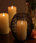 Flameless LED Pillar Candles Set Of 2 With Remote Timer Ivory Real Wax 3 By 7 Inches 3D Moving Flicker Flames Battery Operated