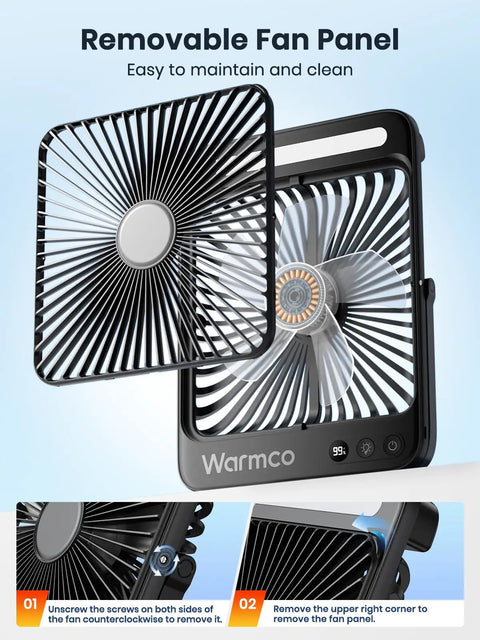 Removable fan panel of 20,000mAh Portable Camping Fan With LED Lantern All Day Cool Ultra Slim 8 Inch Rechargeable Desk Fan