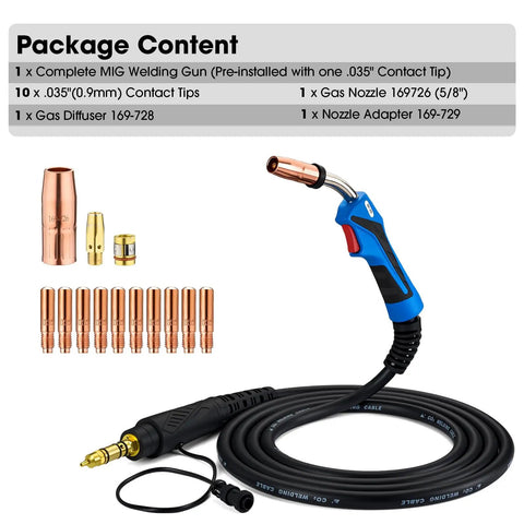 Get Ready To Weld Like A Pro With This Top Notch 250A Mill M-25 Mig Welding Gun featuring cable and tips for Millermatic machines.