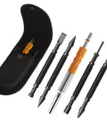 Straight Up Pro 5 Piece Nail Setter And Center Punch Kit With Hinge Pin Remover and Dual Head Tips in a black case.