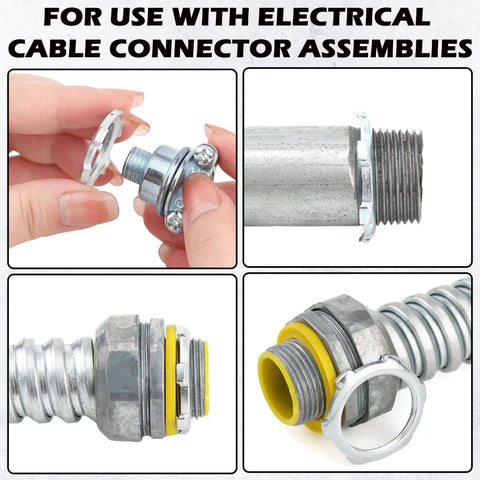 Bulk 50 Pack Galvanized Steel Rigid Conduit Lock Nuts For IMC And Electrical Conduit Fittings in use with connectors
