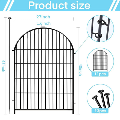 Tall Garden Fence With Gate 40 Inches High By 26 Feet Long 12 Panels Heavy Duty Metal No Dig Fence For Yard Outdoor Pet
