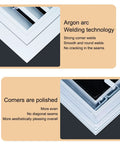 Close-up of Top Notch Metal Attic Access Panel Door 26x30 Inch showcasing polished corners and argon arc welding technology.