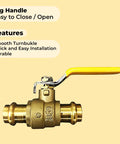 Half Inch Brass Ball Valve With Press Shut Off No Fuss Install EPDM O Ring Fits Both Ends For PEX Tubing Lead Free