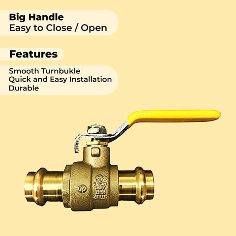 Half Inch Brass Ball Valve With Press Shut Off No Fuss Install EPDM O Ring Fits Both Ends For PEX Tubing Lead Free