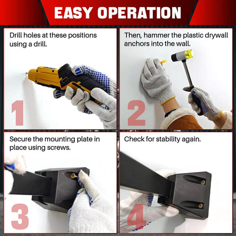 Steps to install Wall Mount Bike Repair Stand With Foldable Heavy Duty Maintenance Rack And Adjustable Clamp in workshop