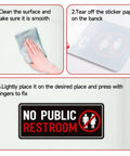 2 Pack No Public Restroom Signs Weatherproof Vinyl Stickers Self Adhesive For Office Home Windows Or Doors Bold Black And Red No Public Bathroom Sign For Indoor Outdoor Use, installation steps diagram