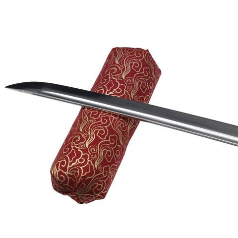 Katana Makura Sword Pillow For Samurai Swords Care Kit Handmade Japanese Sword Cushion With Artificial Silk Rayon Cover And Soft Polyester Filling Easy Maintenance Accessory For Collectors And Sword Nerds supporting katana blade.