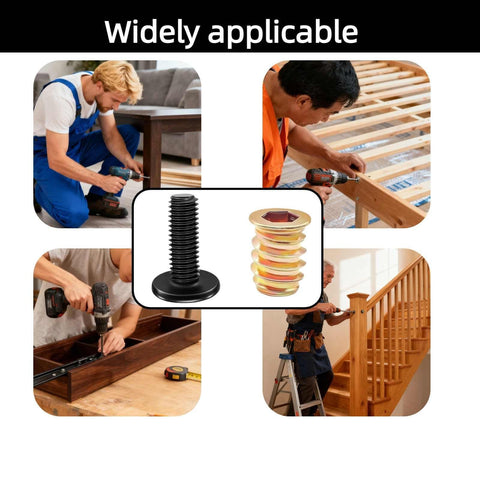 Pro Grade Wood Furniture Hardware Kit With 40 1/4-20 Threaded Inserts, 16 Bolts 1-1/4 In, 24 Bolts 3/4 In, 9mm Drill Bit And Hex Wrench for assembling furniture