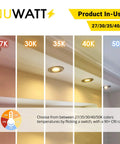 Kick Your Lighting Game Up A Notch With These Solid 3 Inch Gimbal Recessed Downlights 16 Pack 8W Led 600 Lumens Cct Switch 27k To 50k Dimmable Canless Ic Rated White Finish Get Lit Now showcasing various color temperatures.