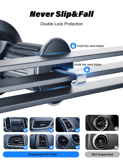 Rorhxia car air-vent magnetic phone holder, front view; strong magnet, MagSafe compatible for iPhone 13–16