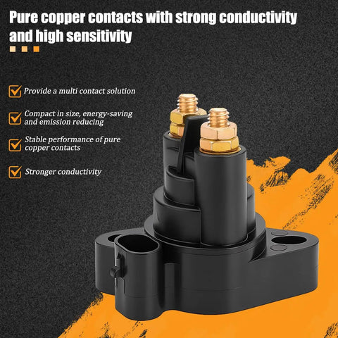 Built Like A Tank 12 Volt Car Start Solenoid Relay Durable Two Terminal Starter Switch showing pure copper contacts and terminals.