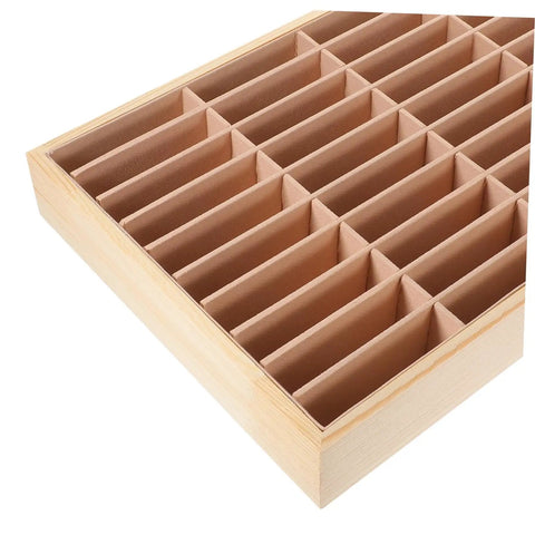 Deck Out Your Desk With This Slick Wooden Jewelry Organizer Multi Grid Ring Holder And Sassy Lipstick Tray Dual Purpose Cell Phone Stand Pretty Home Decor, close-up of divided wooden tray.