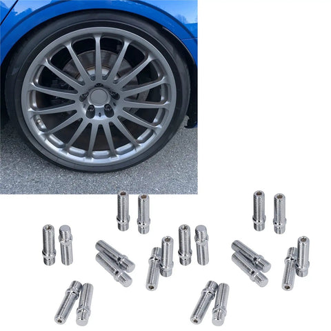 Hot Wheels Wheel Conversion Stud Kit With 20 Extended 50mm Studs For European Rides M12X1.25 To M12X1.5 Heat Treated Steel Zinc Plated Upgrade Your Bolt Set Now, close-up of 50mm zinc-plated steel wheel studs