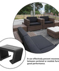 Outdoor Furniture Clips For Patio Sectionals securing wicker sofas on patio with close-up of black rattan connector