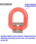 Front view of red welded lifting ring D-ring attachment, alloy steel, 3.15t die-forging version, WZDXBQD