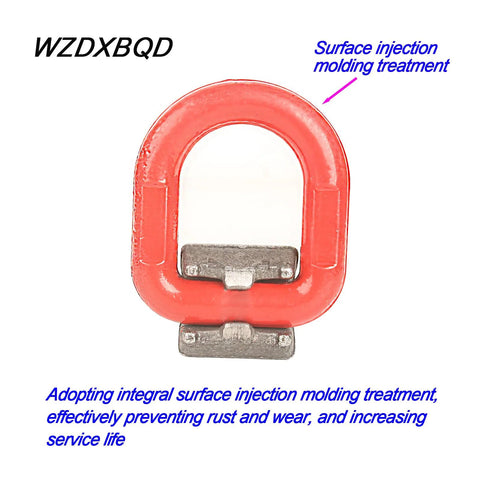 Front view of red welded lifting ring D-ring attachment, alloy steel, 3.15t die-forging version, WZDXBQD