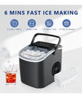 Slick Countertop Ice Maker That Whips Up Fast Six Minute Frozen Cubes While Dropping A Solid 25 Pounds Each Day featuring ice cubes and scoop.
