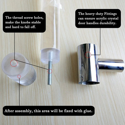 Acrylic Sliding Door Handle Kit 47.2 Inch Long Clear Double Sided Pull Handles with mounting hardware details