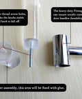 Clear Acrylic Sliding Door Handle Set for Office Shower Hotel glass doors, components with metal fittings on wood surface.