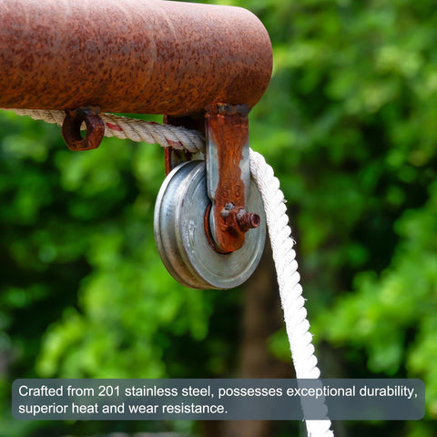 Close-up of V-Groove Track Wheel 1.89-Inch 201 Stainless Steel Sliding Gate Rollers in use on industrial gate system
