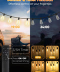 Dimmer and timer function of 120 Foot Outdoor LED String Lights With Remote Waterproof Patio Lighting With 38 Shatterproof ST38 Bulbs