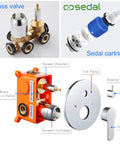 Components of the Bathtub Shower Faucet Set With Valve And Tub Spout 10 Inch Rain Shower Head And Handheld System Wall Mount Chrome Finish