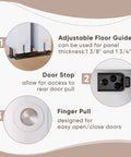 Heavy Duty 48 Inch Aluminum Bypass Sliding Closet Door Hardware Kit With Finger Pull For Two Door System Smooth And Quiet Operation