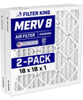 Pleated MERV 8 Air Filter 18x18x1 Inch 2 Pack For Home HVAC Dust And Allergy Control Made In USA True Size 17.5 x 17.5 x 0.75