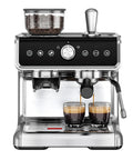 Front view of All In One Espresso Machine With Built In Grinder 20 Bar Pressure Milk Frother Steam Wand Removable Water Tank