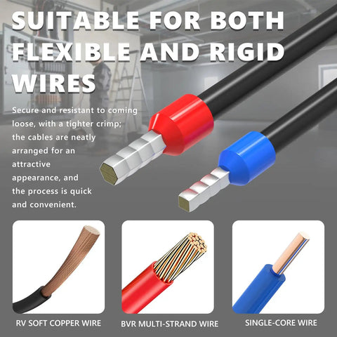 450Pcs Ferrule Connectors Kit With Tinned Copper Bootlace Ferrules For RV Automotive Audio And Solar Wiring, Heavy Gauge 16 To 8 AWG Assorted Terminals In Handy Storage Case, Pro Grade Wire Ferrules Set. Compatible with flexible and rigid wires.
