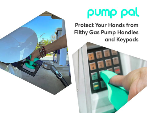 Reusable Fueling Glove Keeps Your Hands Clean At The Gas Pump From Grimy Handles And Keypads With Magnetic Inside Tank Install Slip On One Hand Fit Universal Pink in use at gas pump and keypad