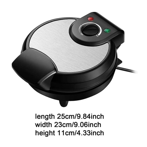 Fonowx Electric Waffle Maker And Sandwich Press 1200W with a sleek black design and stainless steel top, ideal for quick cooking.