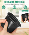 Hands holding 120 Pack 4 Inch Plastic Nursery Pots With Drainage Holes For Seedlings And Succulents, Lightweight Durable Plant Pots For Transplants, Seed Starter Pots For Gardening And Propagation, showing flexible material.