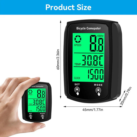 Wired Bike Computer With Touch Sensor For Road, Mountain And Folding Bikes, Waterproof Bicycle Speedometer And Odometer Displaying Speed In MPH And KMH On A Big Digital LCD Screen With Auto Wake Up Ride Ready