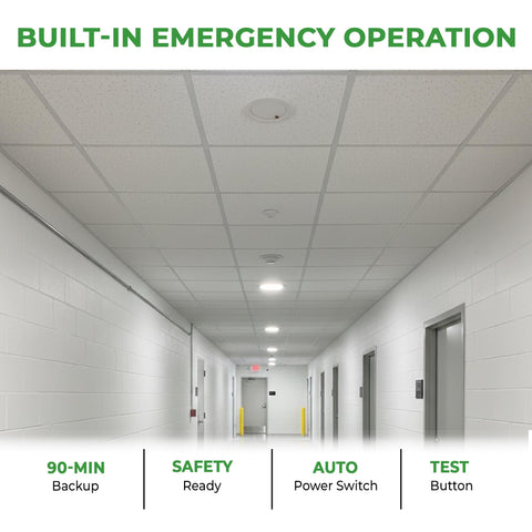 4 Inch LED Downlight 9W Dimmable With 90 Minute Emergency Battery Backup Ultra Slim Recessed Ceiling Light 100-277V view in hallway
