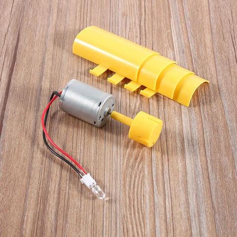 Parts of DIY Wind Turbine Generator Kit With 360 Degree Rotatable Blades And DC Motor For Science Education Teaching Tool.