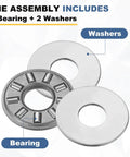 NTA411 Thrust Needle Roller Bearing Set with 2 washers, chrome steel, ID 1/4 inch OD 11/16 inch, heavy duty smooth operation.