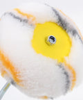 Close-up of Heavy Duty Double Head Paint Roller Brush for Knocking Out Corners with plush roller head and metal connector