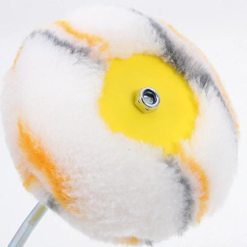 Close-up of Double Head Paint Roller Brush With Portable Corner Design For Drywall Painting, showing the fuzzy roller head.