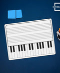 11 By 14 Inch Keyboard Practice Dry Erase Lapboard Double Sided Music Staff Whiteboard on a table with markers