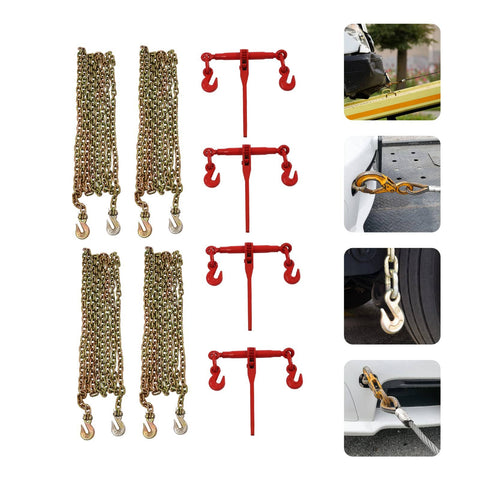 Grade 70 Chain Transport Hauling Kit With 5 16 To 3 8 Inch Chains Binders And 20 Foot Chains Heavy Duty Tie Down Set