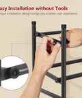 Hands assembling Expandable Three Tier Shoe Rack For Closet And Entryway, Adjustable From 28 To 41 Inches, stackable metal organizer