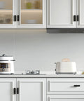 10 Pack 3 Inch Matte Black Kitchen Cabinet Handles And Drawer Pulls For Cabinets shown on white kitchen cabinets