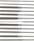 12 Piece Needle File Set With Handles In Swiss Pattern Double Cut No 2 Coarseness Six And A Quarter Inch Length Variety Shapes