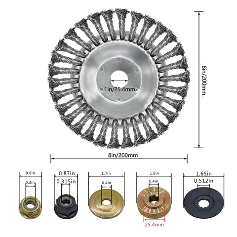 8 Inch Universal Weed Brush Cutter Trimmer Head For Straight Shaft String Trimmers Workhorse Heavy Duty Steel Attachment