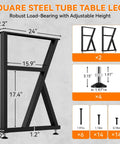 Built Different Industrial Metal Table Legs 30 By 24 Inch Heavy Duty Stand dimensions with adjustable height features.