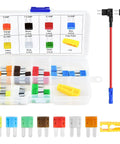 Micro2 Fuse Tap Assorted Pack Includes 35 Pieces Rated 5A To 30A With Tin Plated Terminals For Smooth Install And Kickass Circuit Protection On Your Daily Driver Or Custom Truck Build - assorted blade fuses in storage case.